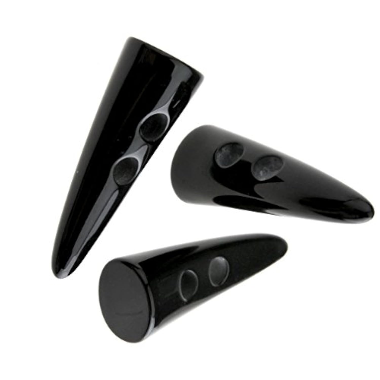 10Pcs Black Resin Toggle Buttons Horn Tooth Shape Two Holes Compatible