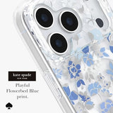 kate spade new york iPhone 17 Pro Case - Compatible with MagSafe - Designer Phone Case - Flowerbed Blue Gems