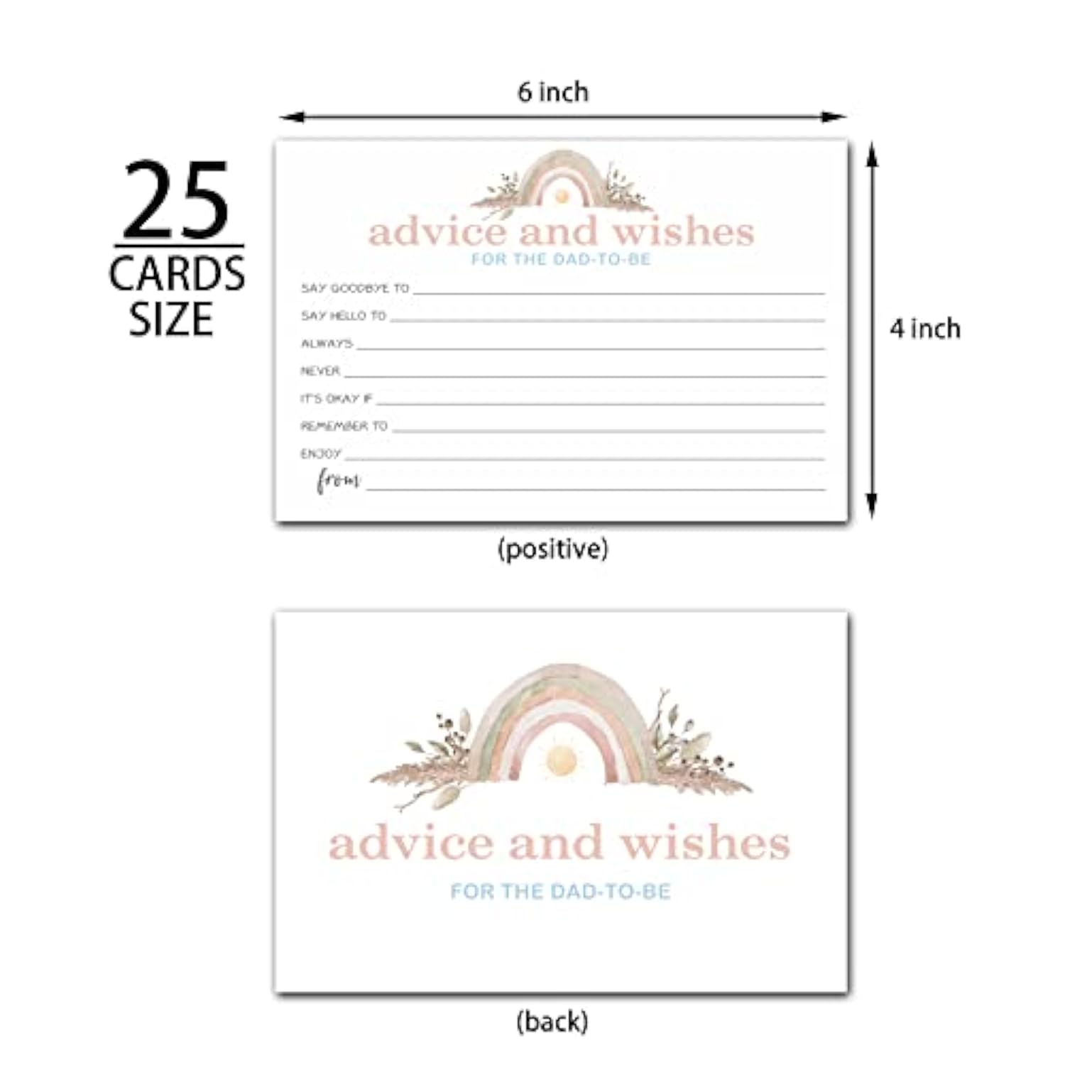 Rainbow Floral Advice And Wishes Cards For The Dad-To-Be, Baby Advice Cards For New Dad, Baby Shower Party Game,Decorations Party Supply?25 Cards(Bb001-Jyk 004)