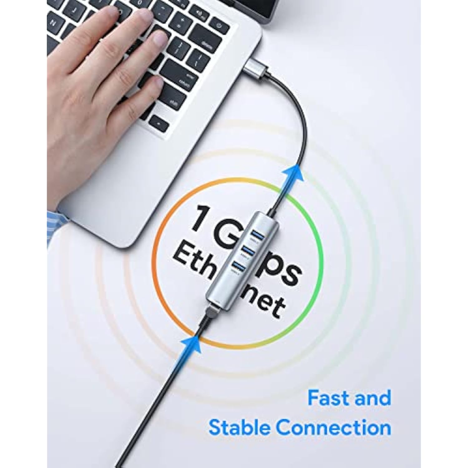 Usb 3.0 To Ethernet Adapter, 3-Port Usb 3.0 Hub With Rj45 10/100/1000 Gigabit