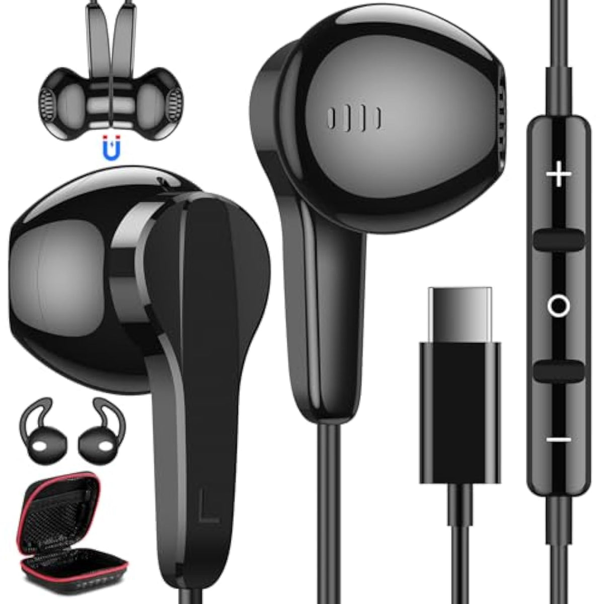 Usb C Headphones For Samsung S22+ Ultra S23, Type C Headphones With Microphone