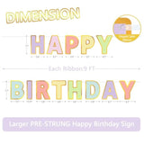 Pastel Happy Birthday Banner – 9ft Pre-Strung, No Assembly Needed for All Ages & Celebrations