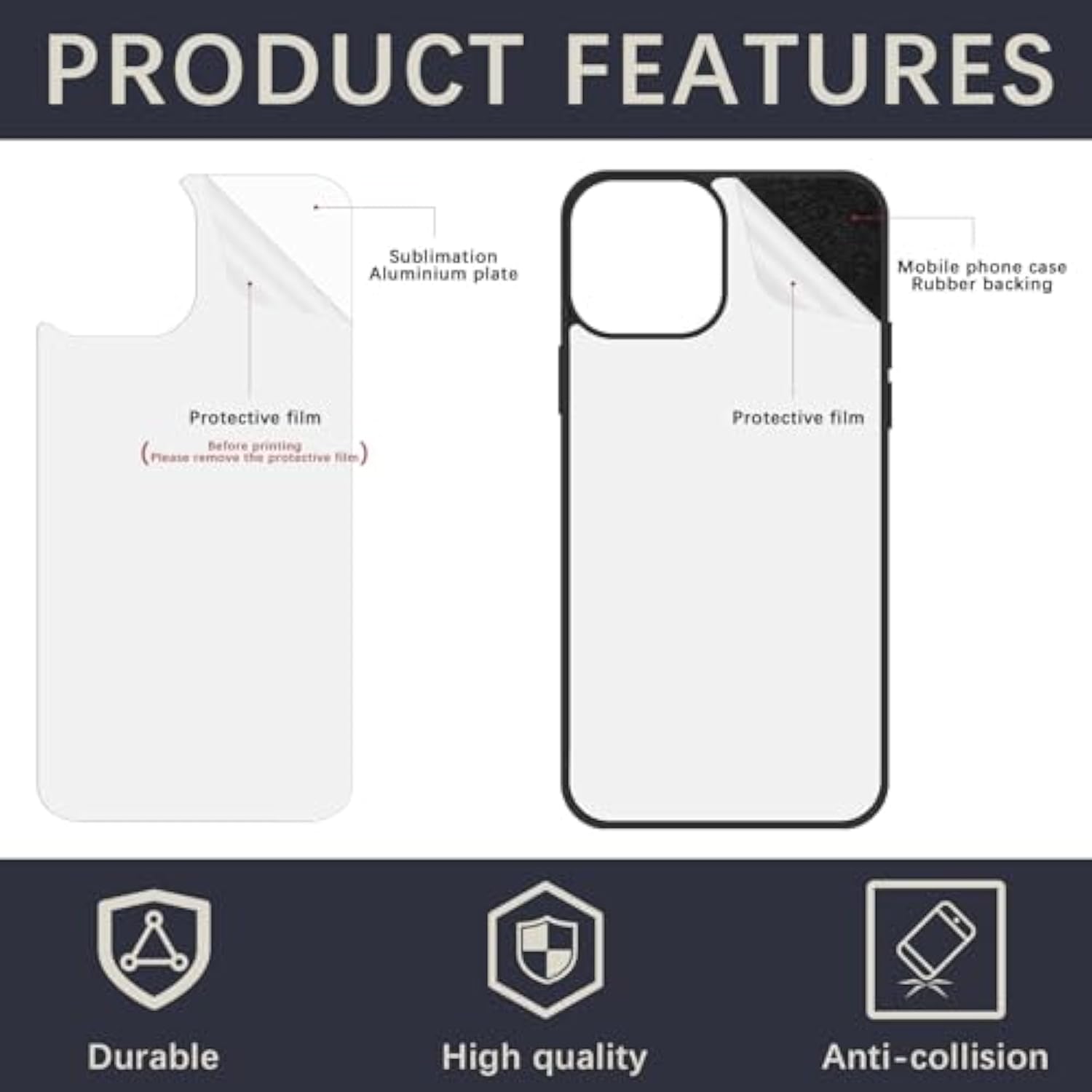 10 Pcs Heat Press Blank Phone Case For Iphone 16 Pro Max 6.9 Inch,Matte Black Soft Rubber Protective Shockproof Insert Aluminum Plate Case