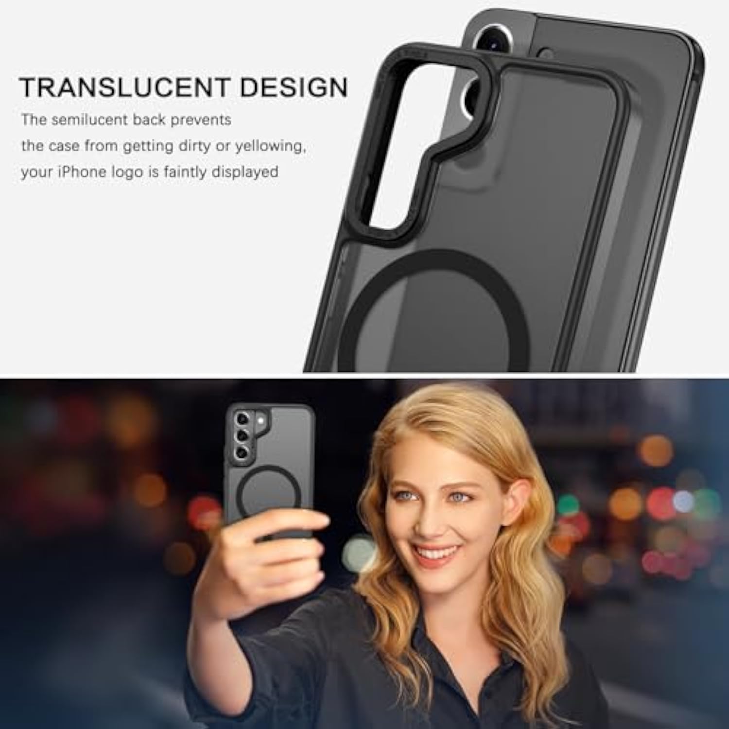 For Samsung Galaxy S22 Case, S22 Magnetic Case [Compatible With Magsafe] Translucent Matte Slim Shockproof Women Men Protective Case Cover For Samsung S22 6.1", Black