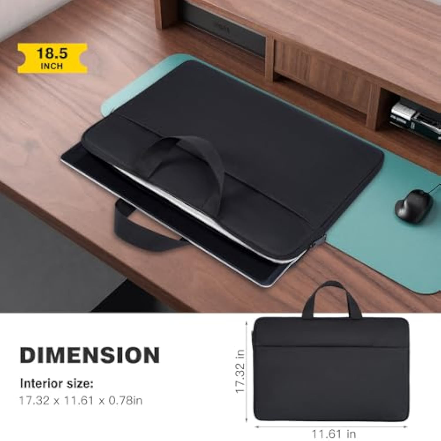 18.5 Inch Portable Monitor Case, Protective Carrying Sleeve For Visionowl Innoview Upperizon Usparkle Ingnok Iproda Motyeowe Cocopar Hongo, 18-18.5" Laptop Notebook Computer Bag, Black