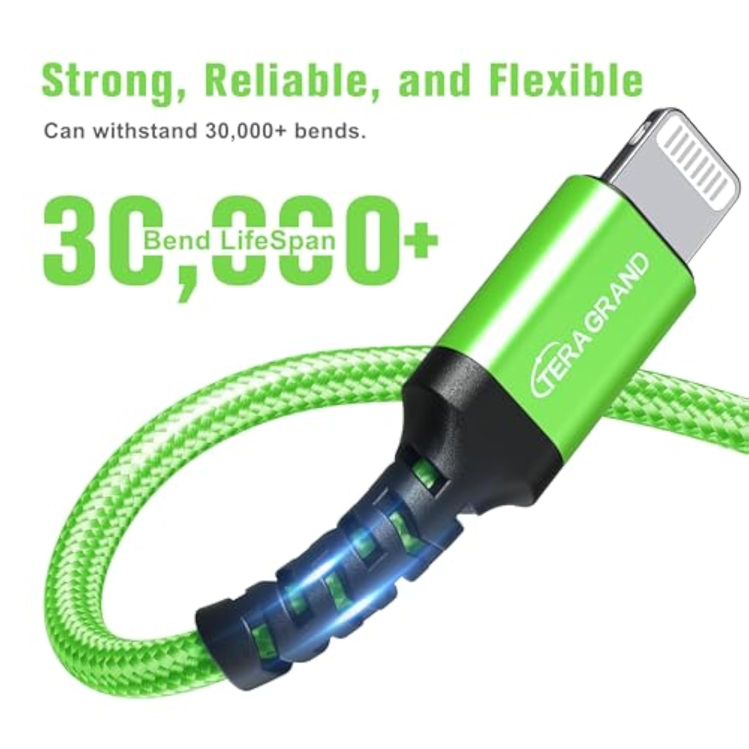 Apple C89 MFi Certified Lightning to USB-A Braided Cable for iPhone 14/13/12/11 Pro Pro Max Plus Mini, SE XS Max XR X, 8/7/6 Plus, iPad, AirPods, 4 Ft Green