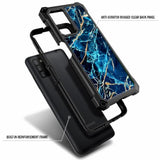 Case For Samsung Galaxy A03S With [Built-In Screen Protector], Full-Body Protective Shockproof Rugged Bumper Cover, Impact Resist Phone Case (Marble Design Sapphire)