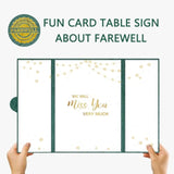 Farewell Party Decorations, Green Gold We Will Miss You Very Much Alternative Signature Guest Book For Men Women Going Away Gifts Signing Card Board For Retirement Graduation Party Supplies