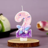 Birthday Number Candles Pink And Purple Butterfly Birthday Candles For Cake Glitter Number 2 Candle Cake Topper With Sequins For Girls And Women Anniversary Celebrations Supplies