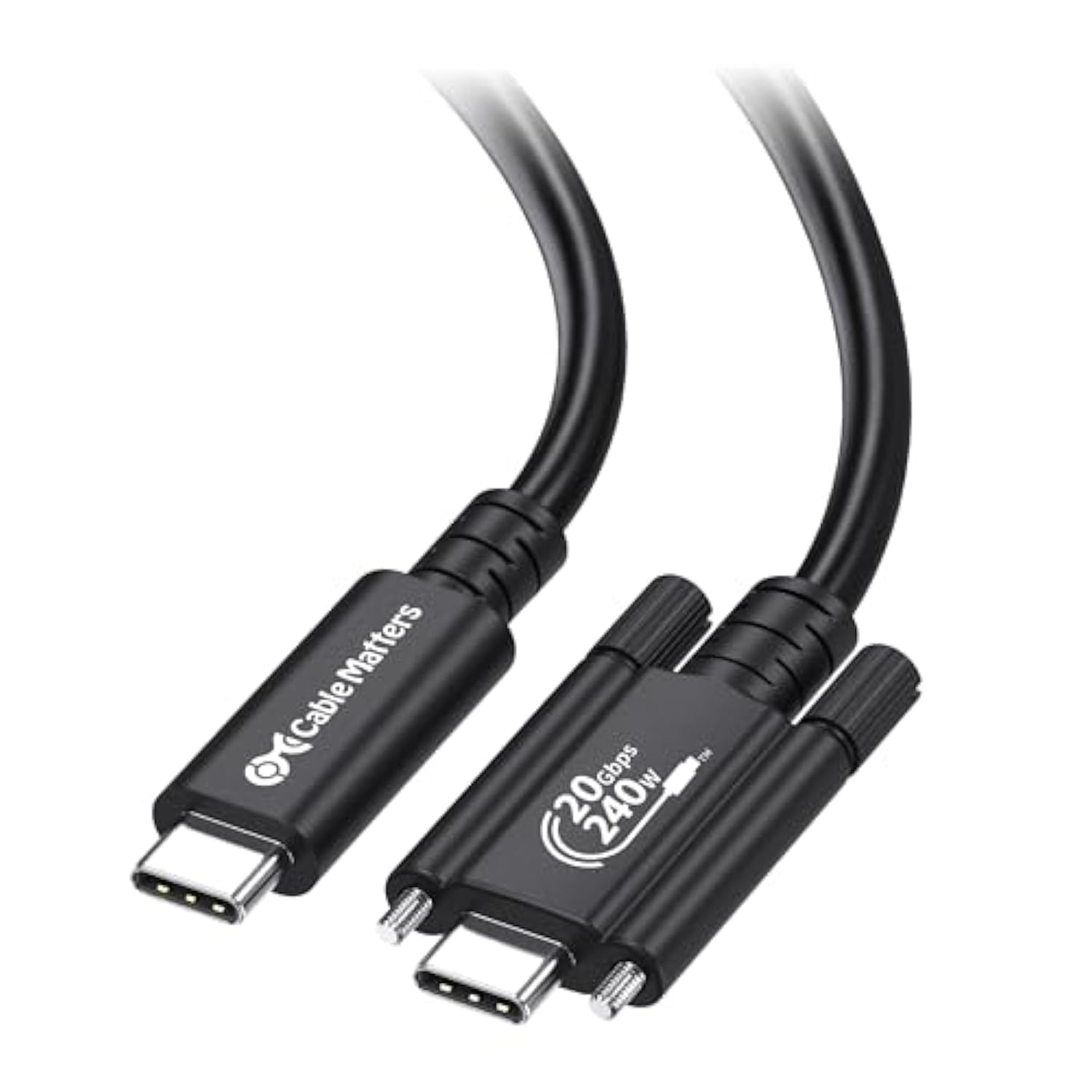 Cable Matters [USB-IF Certified] 20Gbps USB4 Cable with Side Screw Lock 6.6ft, Up to [8K@30Hz / 4K@120Hz Video, 240W Charging, 20Gbps Data Transfer] USB C Cable with Screw Lock/USB C Locking Cable