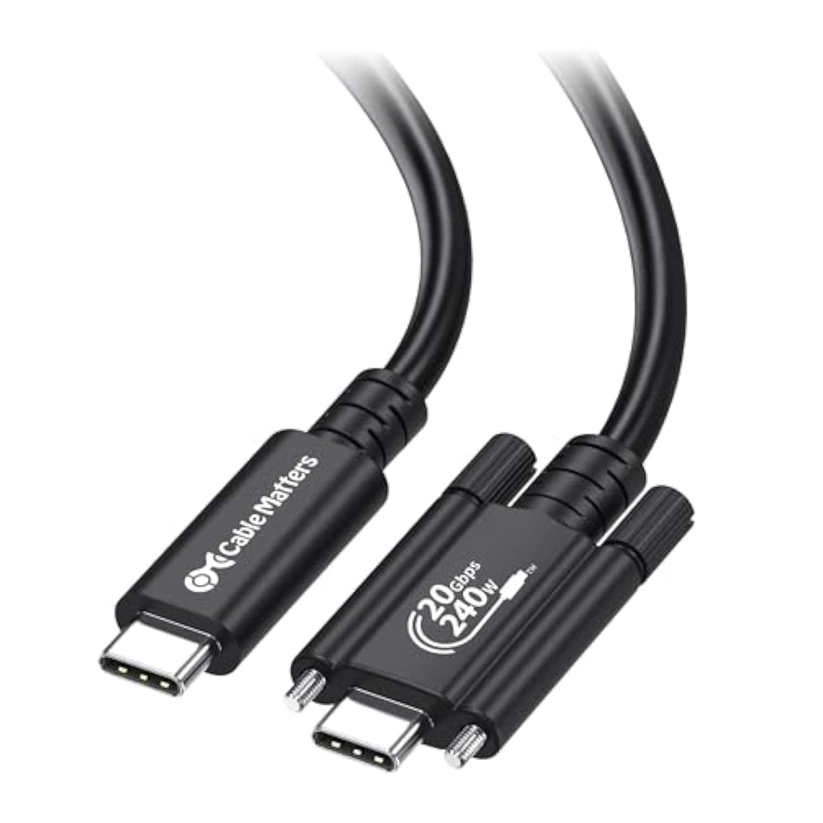 Cable Matters [USB-IF Certified] 20Gbps USB4 Cable with Side Screw Lock 6.6ft, Up to [8K@30Hz / 4K@120Hz Video, 240W Charging, 20Gbps Data Transfer] USB C Cable with Screw Lock/USB C Locking Cable