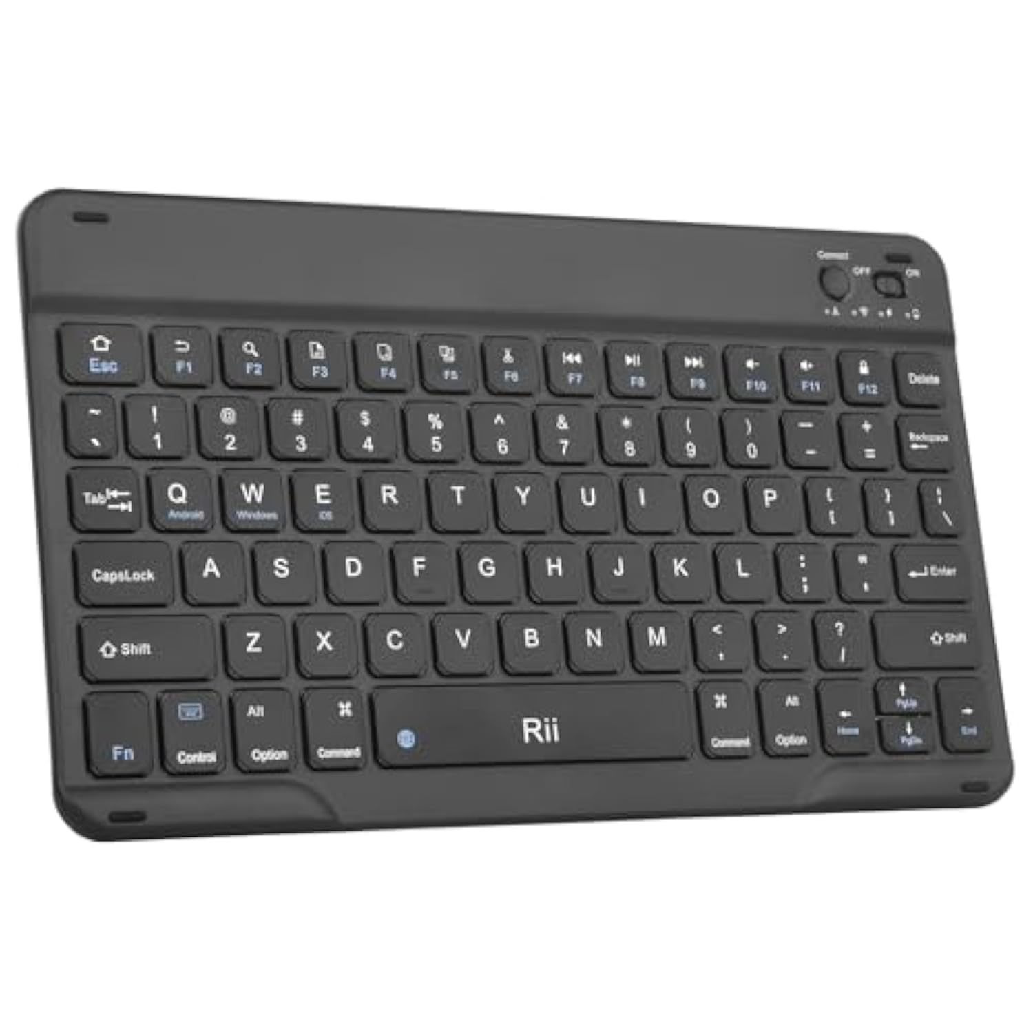Rk302 Ultra-Slim Bluetooth Keyboard,Rechargeable Ergonomic Wireless Keyboard For Ipad,Iphone,Android,Windows, Mac, Linux,Smart Tv,Tablet,Laptop,Black