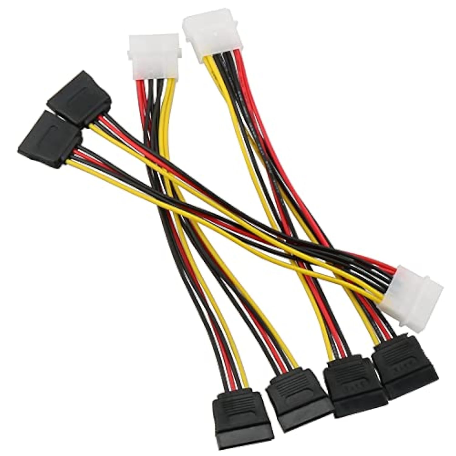 3Pcs 4 Pin Molex To Dual Sata Power Y-Cable Adapter 4 Pin Male Ide Molex To 15