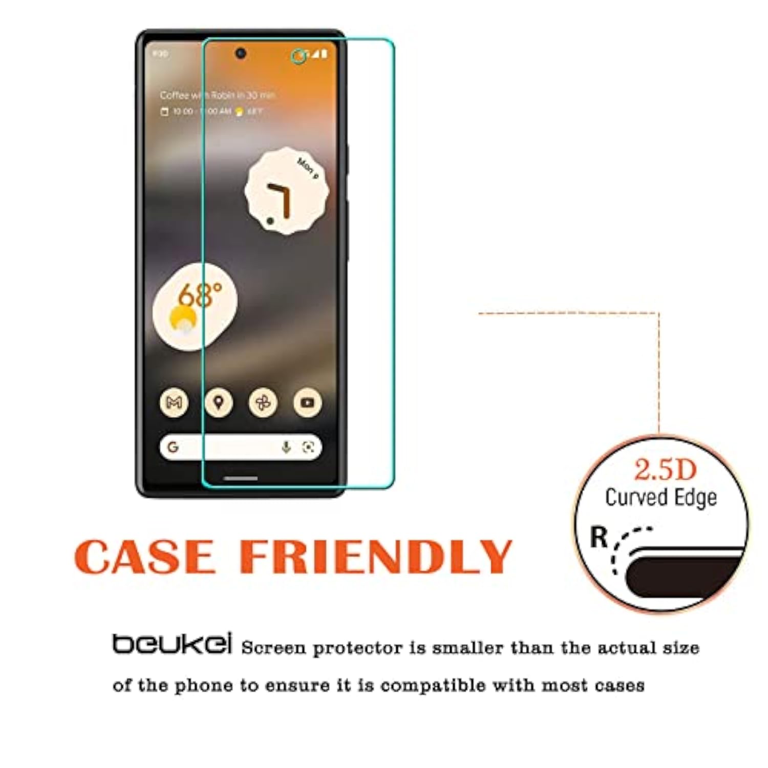 (3 Pack) Compatible For Google Pixel 6A 5G / Google Pixel 6A Screen Protector Tempered Glass,Touch Sensitive,Case Friendly, 9H Hardness