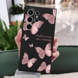 For Samsung Galaxy S24 Ultra Case, Creative Flower Pattern Design Phone Cover Drop Protection Soft Ultra Thin Scratch Resistant Microfiber Lining Inner For Galaxy S24 Ultra-Butterfly Black