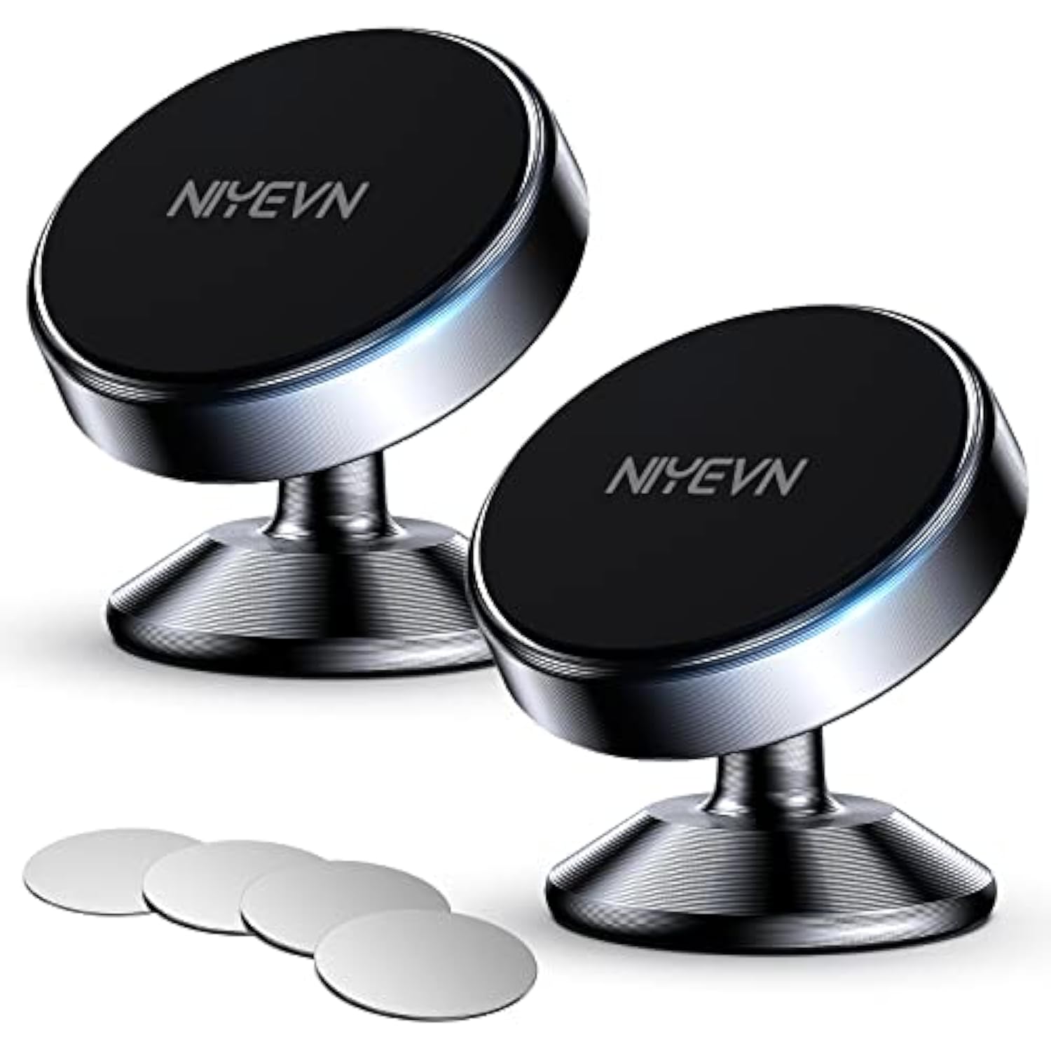 2 Pack Magnetic Phone Holder For Car, [ Strong Magnet ] Magnetic Phone Holder, [ 360° Rotation ] Phone Magnet For Car, Compatible With All Smartphones, Must Be Used With Metal Pad, Black