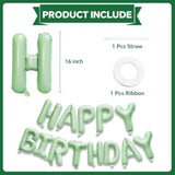Olive Green Happy Birthday Balloons Banner, 16 Inch Mylar Foil Letters Balloon Sign For Birthday Party Decorations Photo Booth Backdrop