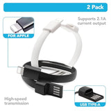 Bracelet Charger For Iphone And Ipad, Short Usb Fast Charging Data Cable, 8.66 Inch Flat Outdoor Phone Usb Charging Cord, For Iphone 14/13/12/11/Pro/Max/Xs/X, Ipad, Airpods, Macbook (Pack Of 2)