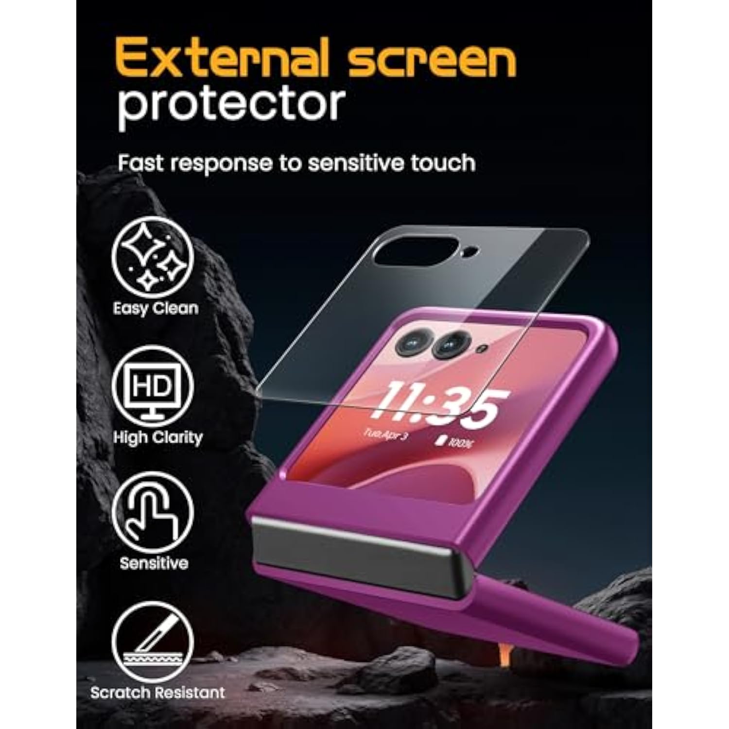 For Motorola Razr 2025 Case/Razr 2024 Case With Screen Protector, Slim Matte Hard Pc Anti-Scratch Cover Wireless Charging Phone Case For Moto Razr 2025/ Razr 2024 (Purple)