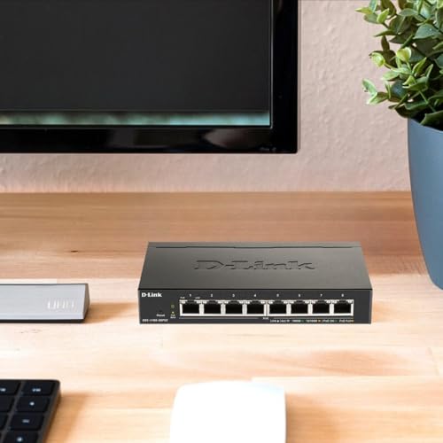 8-Port Gigabit Smart Managed Poe+ Switch 8 Poe+ Ports (64W)L2VlansCable Diagnostics Web Managed Desktop FanlessNdaa Compliant  Protection (Dgs-1100-08Pv2)