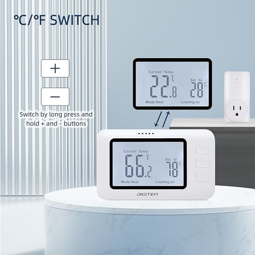 Wireless Thermostat For House, Remote Temperature Controller, Temperature Control Plug, Support Heating/Cooling Mode, For Window A/C, Fan, Space Heater,In Home,Baby Room, Attic, Garage
