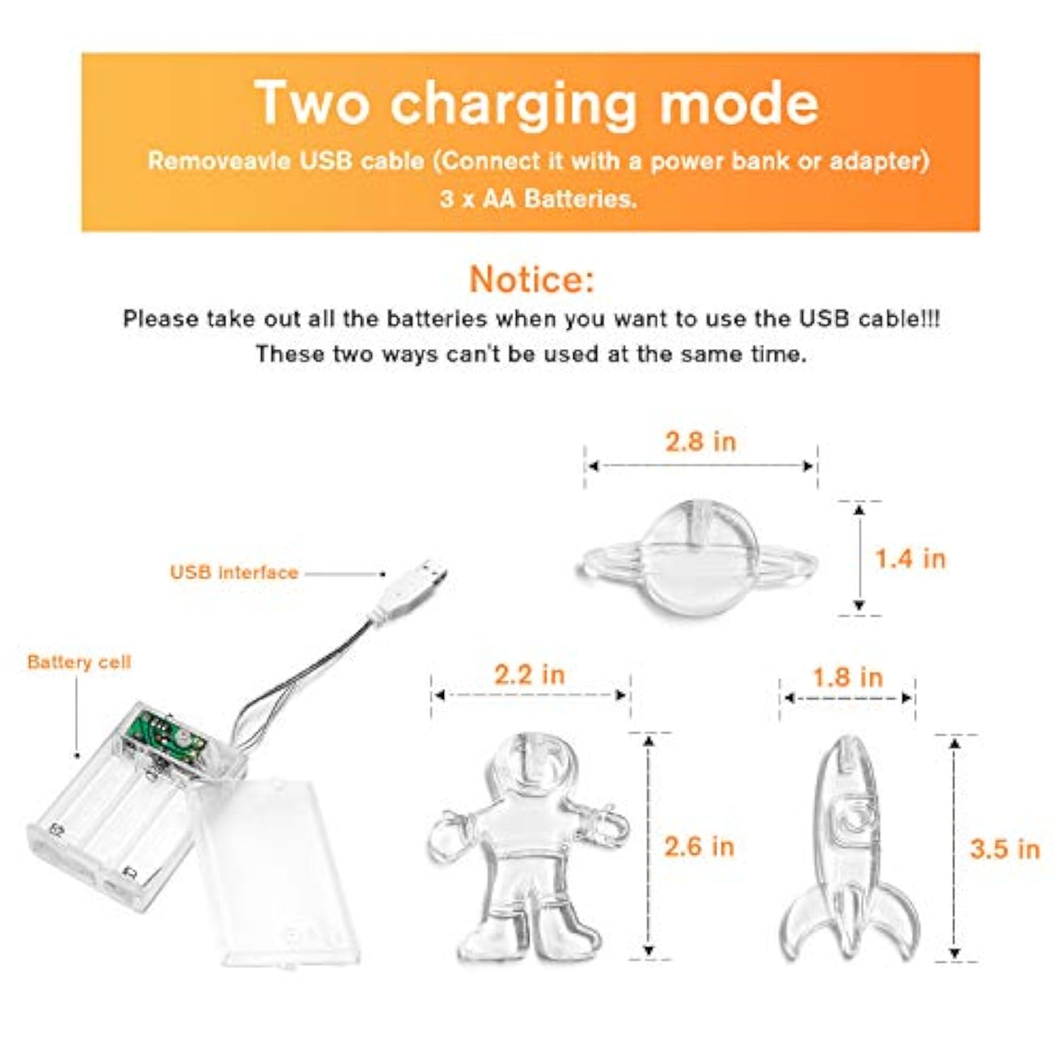 20 Led Children'S Room Led String Light Astronaut Spaceship Rocket Pendants Holiday Party Lights Wall Window Nursery Or
