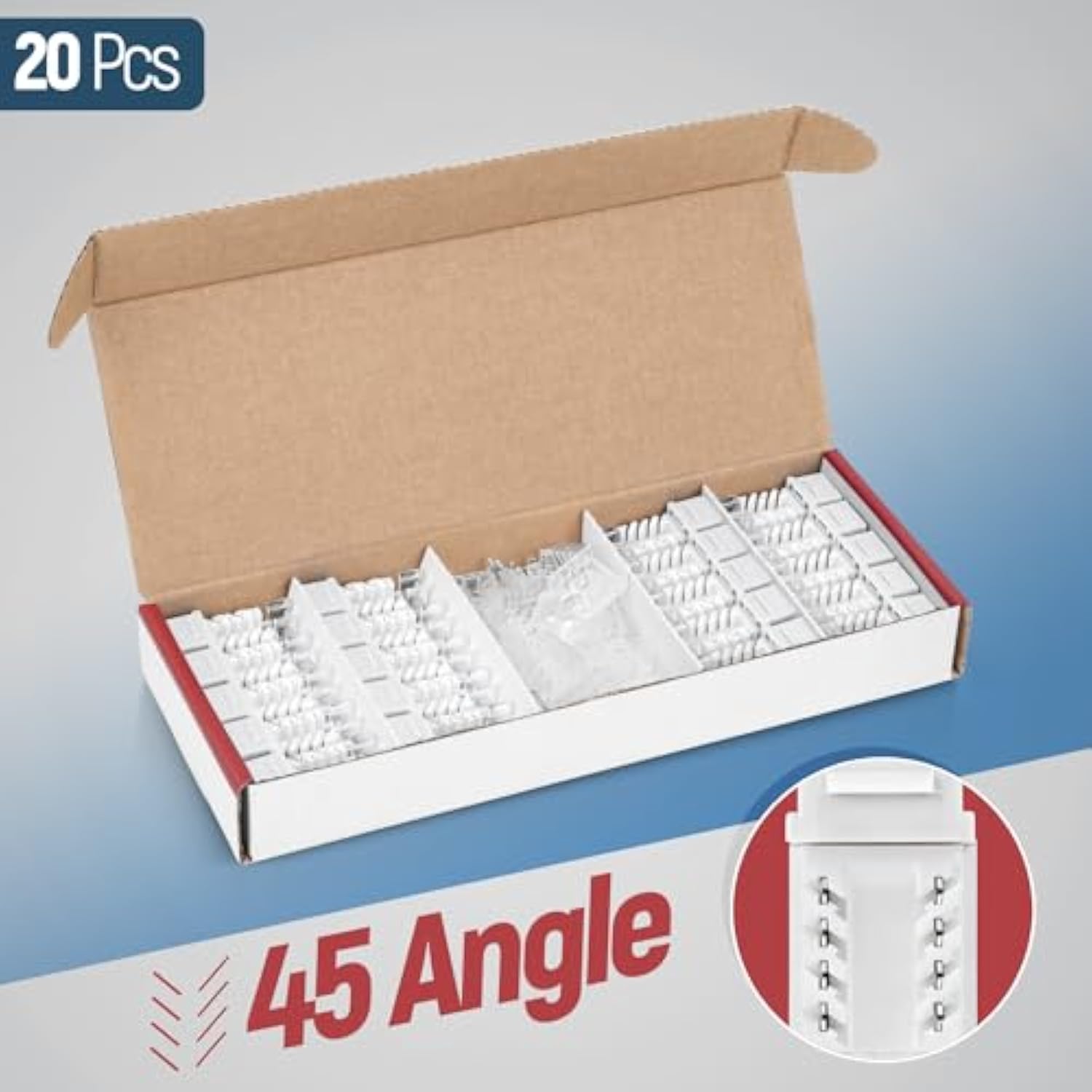 45° Angled Cat6 Keystone Jack In White - Slim Profile Rj45 Ethernet Connector