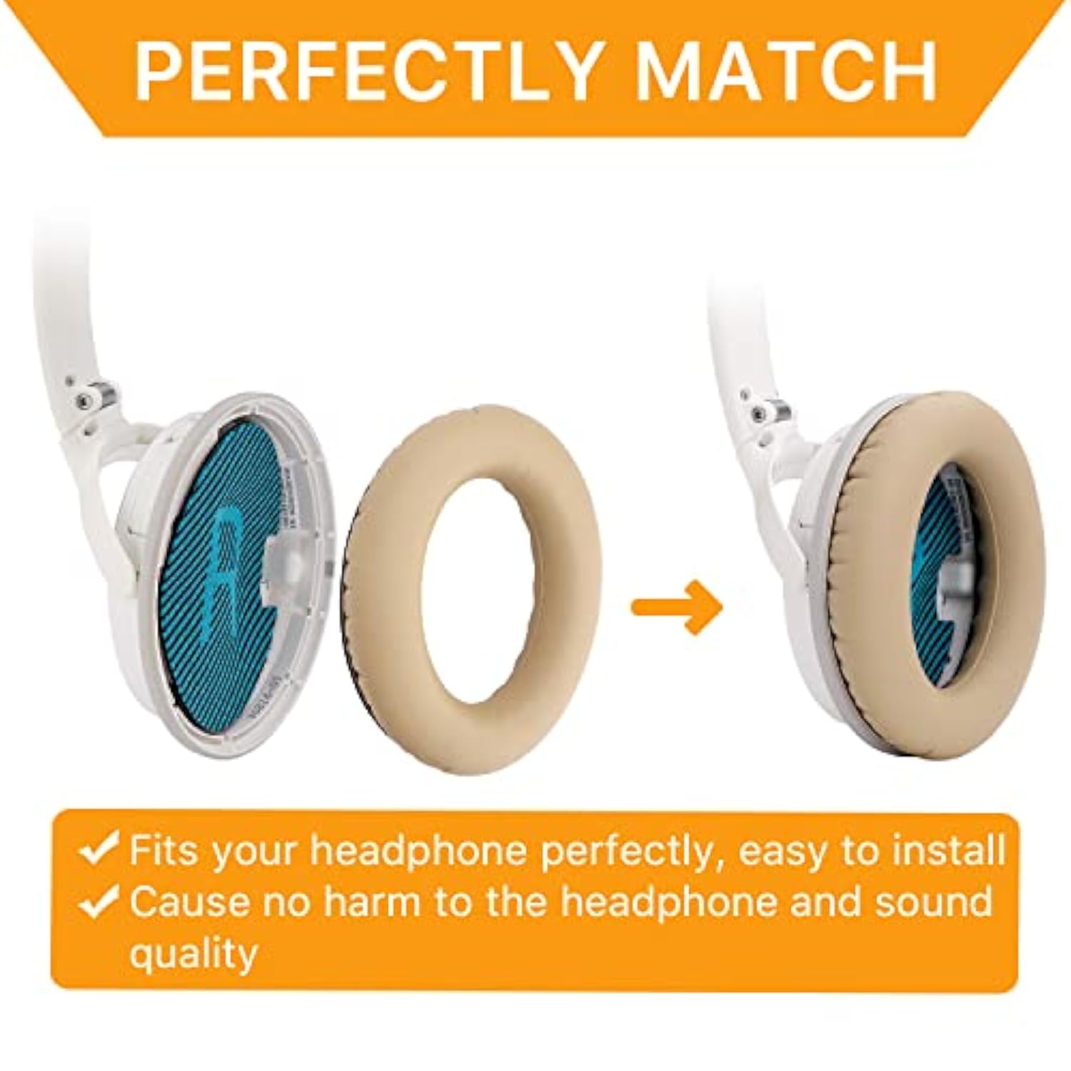 Ear Pads For Bose Qc25/Qc35 Ii/Qc35/Qc15/Ae2 Ae2I Ae2W Headphones Replacement Earpads Cushions For Bose Quietcomfort 35/Quiet Comfort 25/Soundtrue And Soundlink(Aroundear)