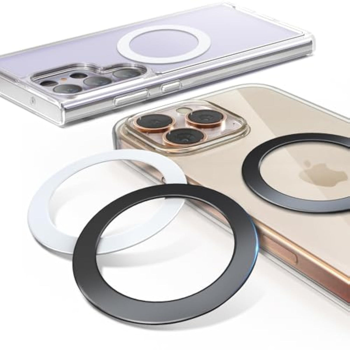 4Pcs Metal Ring For Magsafe Sticker: Ultra-Thin(0.3Mm) Mag Safe Adapter For Magnetic Pop Socket Phone Grip Wallet Car Mount, Universal 3M Adhesive Mag-Safe Ring Kit(No Magnet) For Iphone Samsung Case