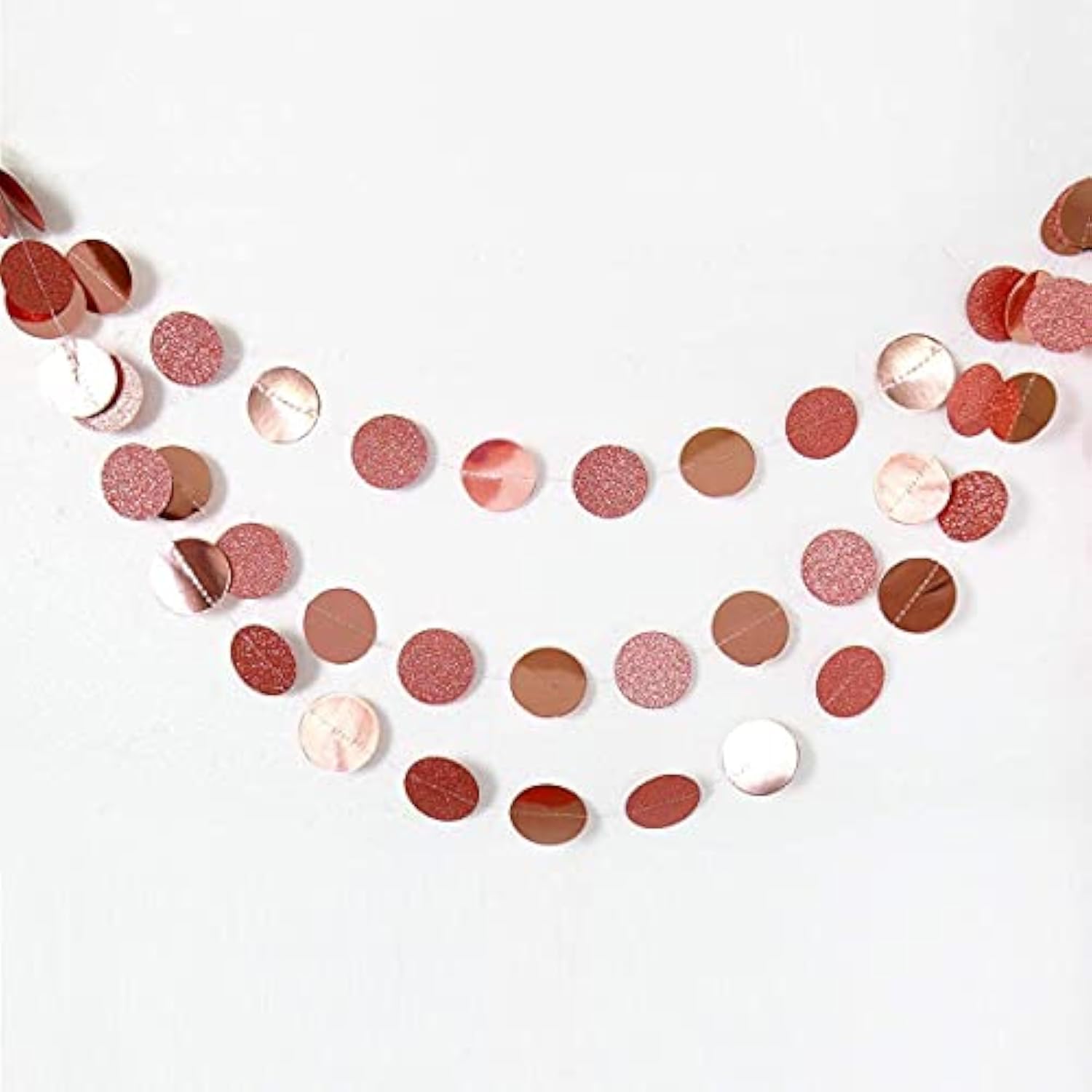 Rose Gold Glitter Dot Garland Birthday Party Decorations Circle Streamers Banner Backdrop For Weddings Baby Showers Bridal Showers Gender Reveals Engagements Graduation Parties Decor