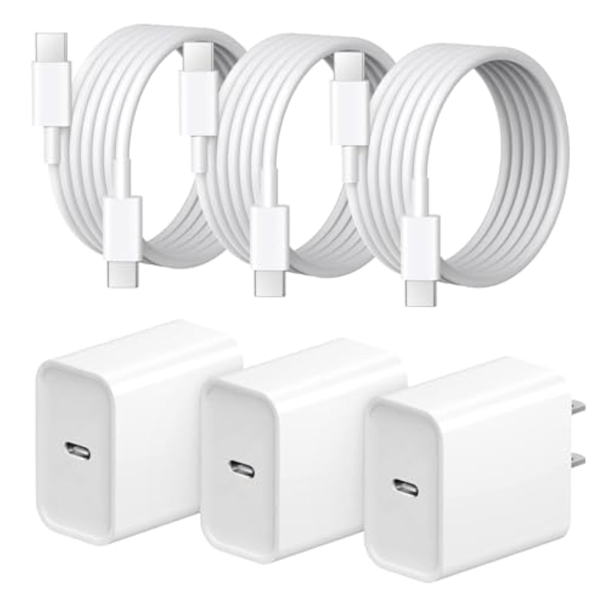 Iphone 16 15 Charger Fast Charging 3+3Pack 20W Usb C Wall Charger With 6Ft Fast Charging Cable Compatible With Iphone 16/16 Plus/16 Pro/16 Pro Max/Iphone 15/15 Pro Max/Ipad Pro/Airpods