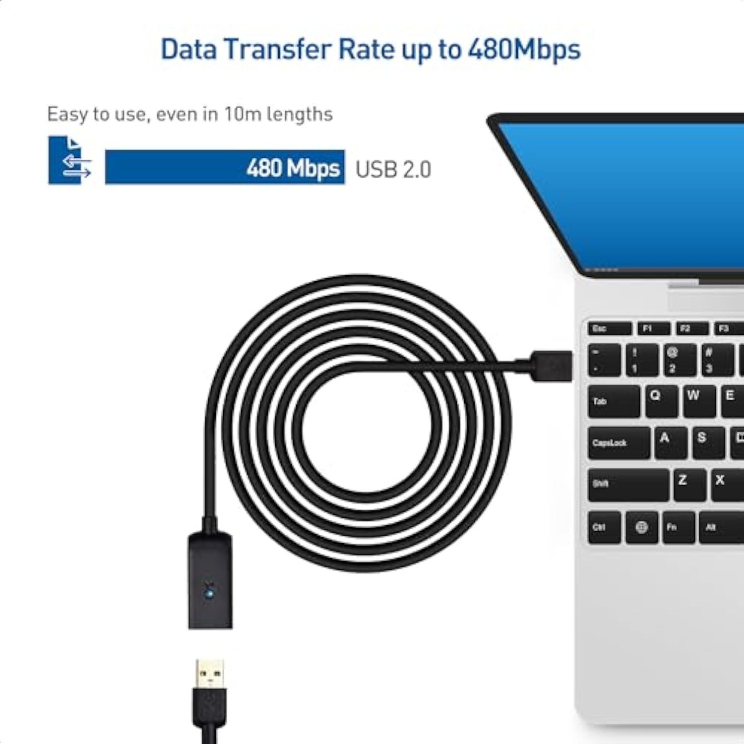 Cable Matters Active USB Extension Cable 32.8 ft / 10m (Active USB Extender Cable, USB Cable Male to Female) for Webcam, Oculus Sensor, HTC Vive Link Box, Xbox Kinect, PlayStation Camera and More