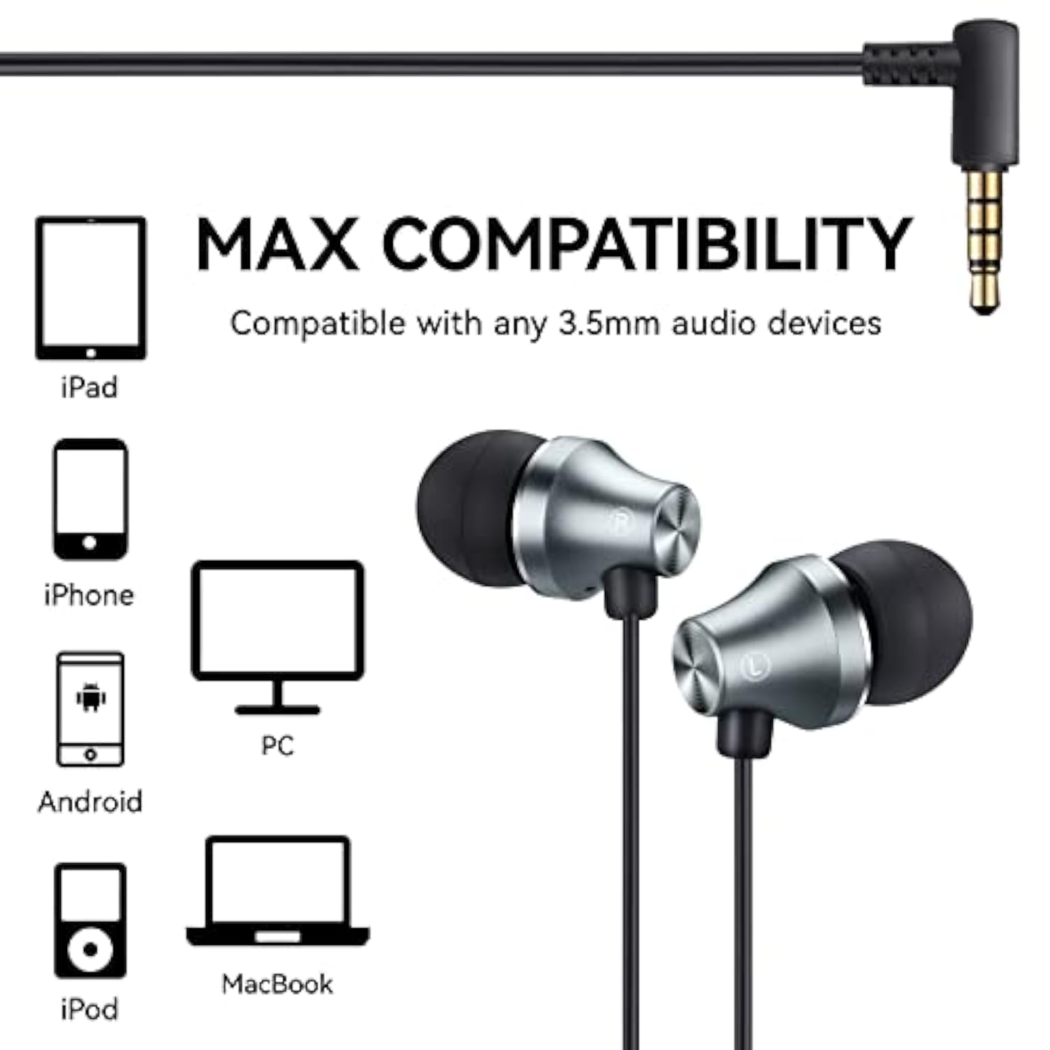 A101 Wired Earbuds Headphones For School Noise Isolating In-Ear Earphones With