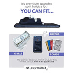 The Stickywallet – Premium Spandex Stick-On Phone Wallet Card Holder For Any Case – Unique Double Pocket Design + Finger Strap (2 Pack)