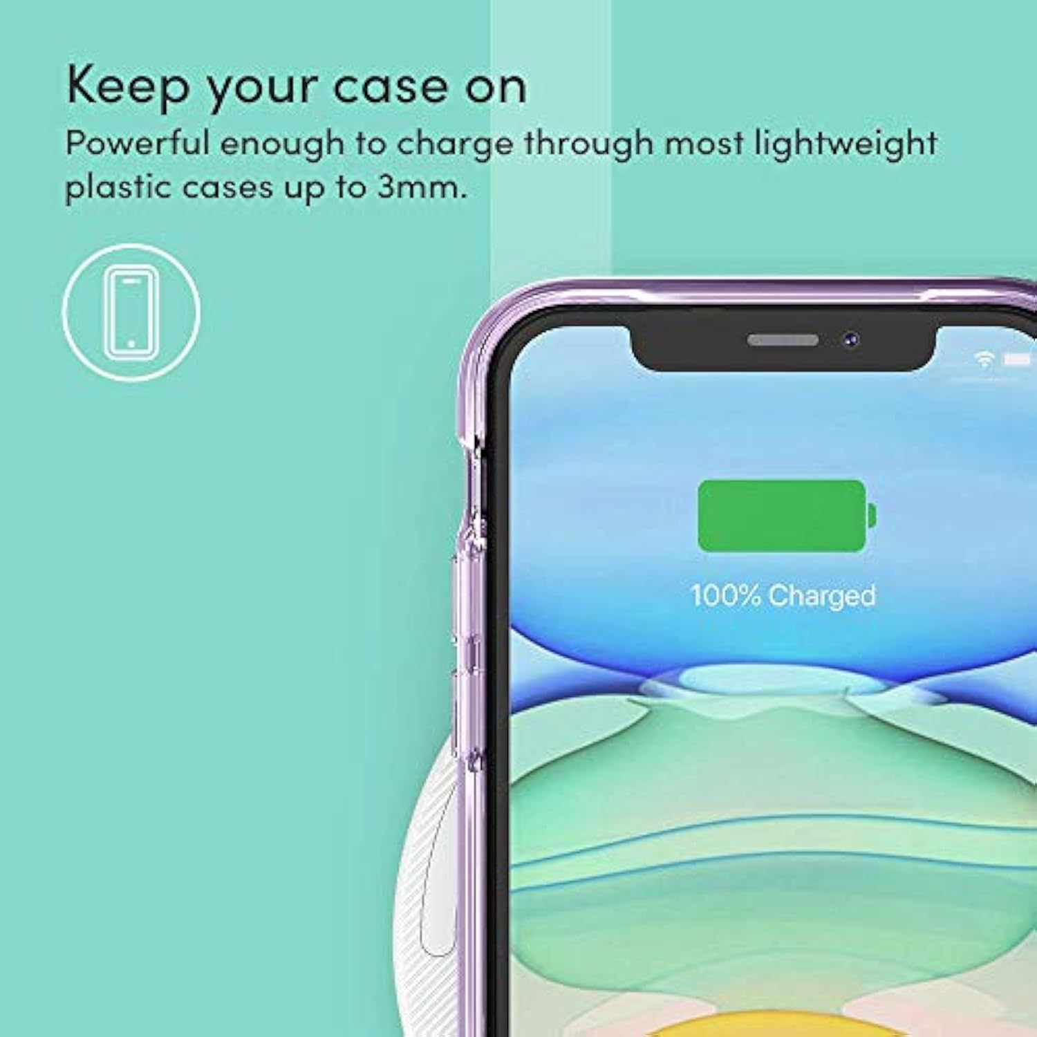 Playa by Belkin Wireless Charger 10W (Wireless Charging Pad Compatible with iPhone 12, iPhone 11, Galaxy, Pixel, AirPods, More) No Power Adapter (Required)