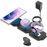 Pocket Wireless Charger For Samsung Android Phone, Foldable Travel Wireless Charging Station/Stand Compatible For Samsung S25 Ultra/S24/Z Flip 6/5, Watch Charger For Samsung Watch 7/Buds Pro3/2(Balck)