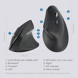 My630 Eq Wireless Rechargeable Mouse, Ergonomic Vertical Design, Bluetooth Le, 2.4Ghz, Black (K72484Na)