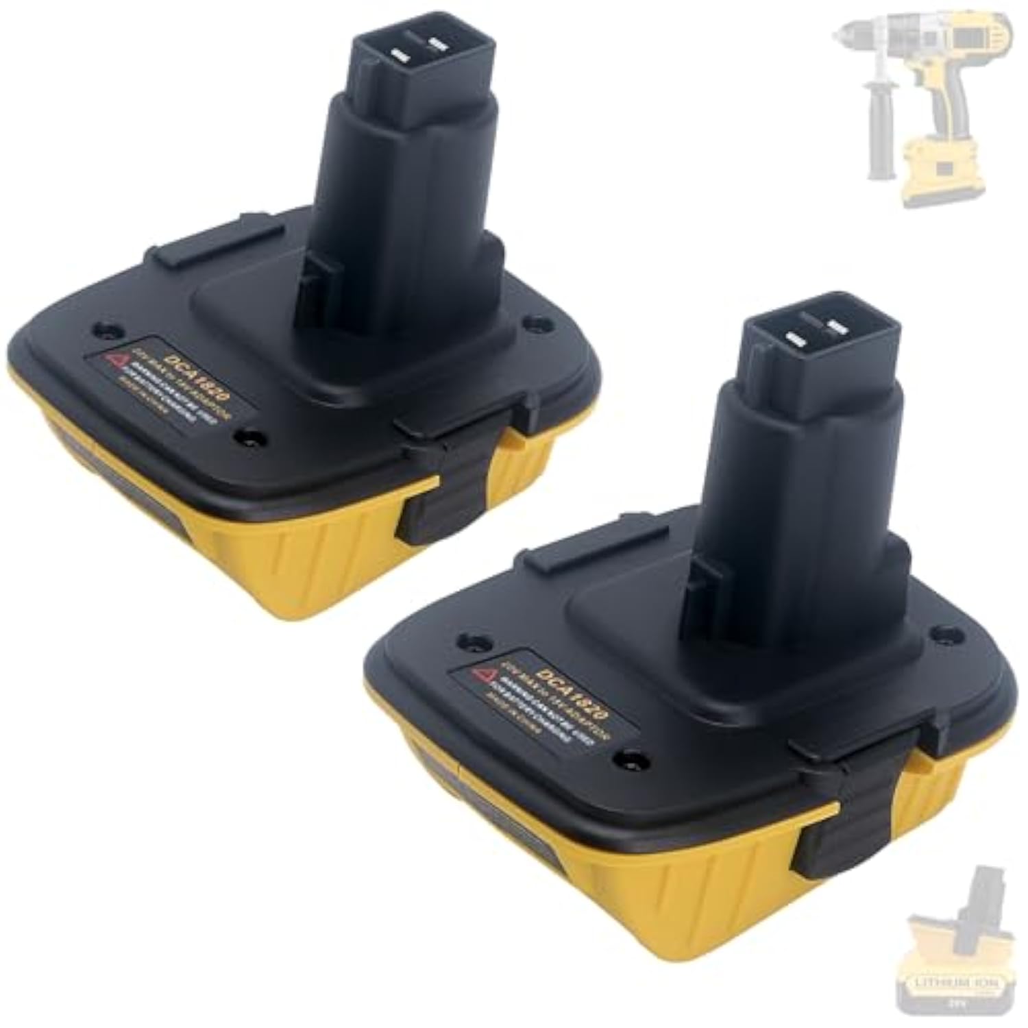 2 Packs Dca1820 Battery Adapter Compatible With Dewalt 18V Tools, Convert Compatible With Dewalt 20V Lithium Batteries Dcb203 Dcb204 Dcb206 To Work With 18V Cordless Power Tools