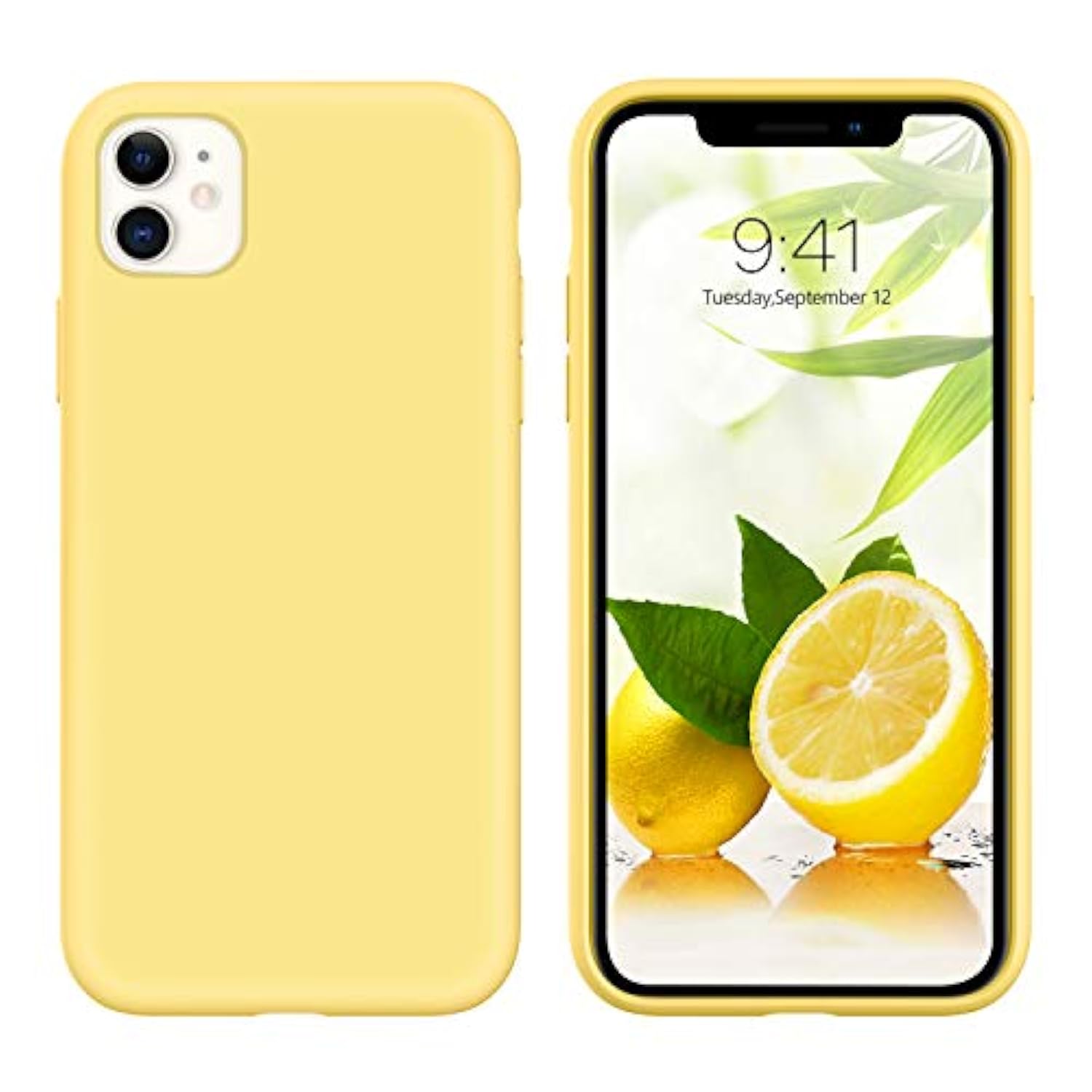 For Iphone 11 Case Liquid Silicone, Phone Case For Iphone 11 6.1 Inch Soft Gel Rubber Slim Lightweight Microfiber Lining Cushion Texture Cover Shockproof Protective Anti-Scratch, Yellow