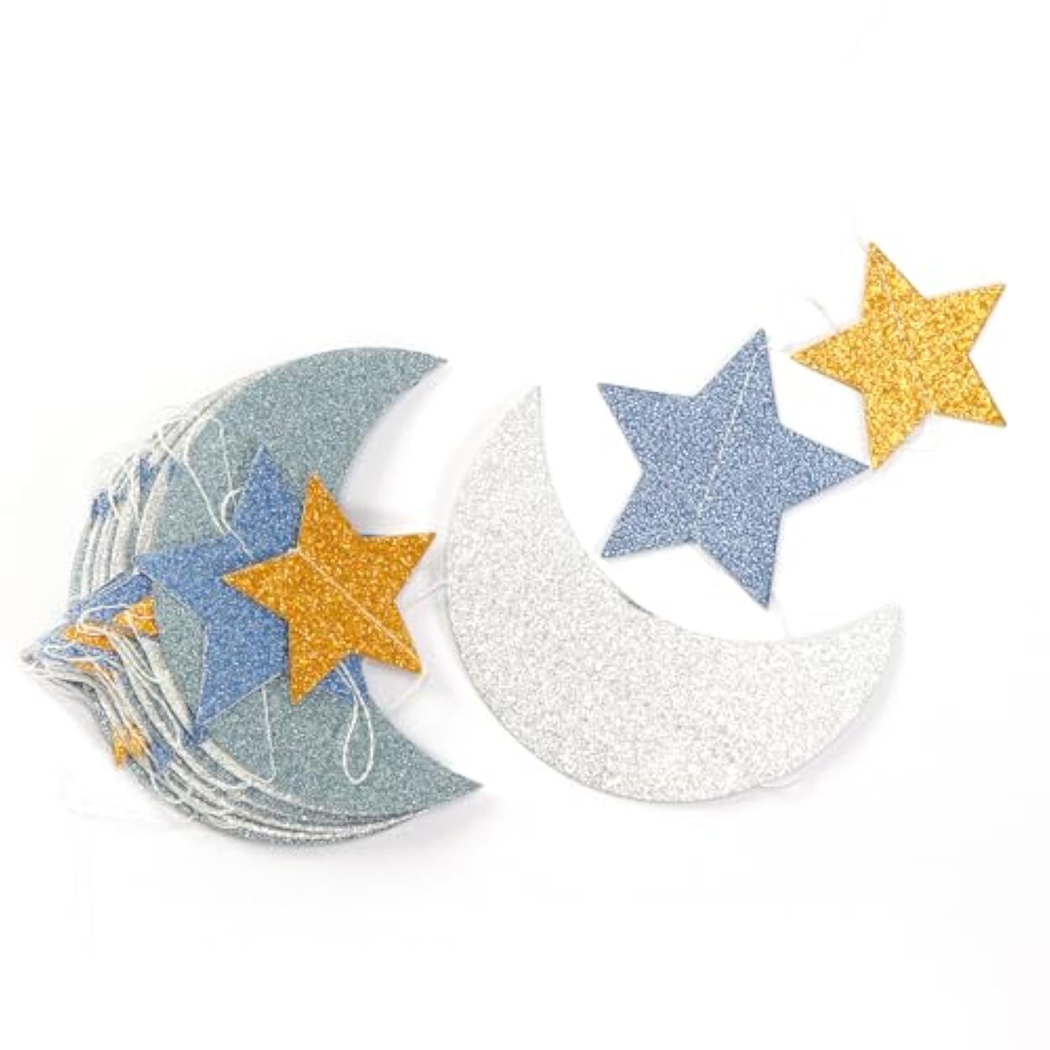 62Ft Blue Gold Silver Moon Star Garland Hanging Party Decorations