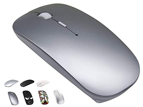 Bluetooth Wireless Mouse For Macbook Air Mac Pro Laptop Computer Ipad Pad Pc Laser Optical Rechargeable Mini Slim Silent Mouse Widely Used Desktop Hp Imac (Gray)