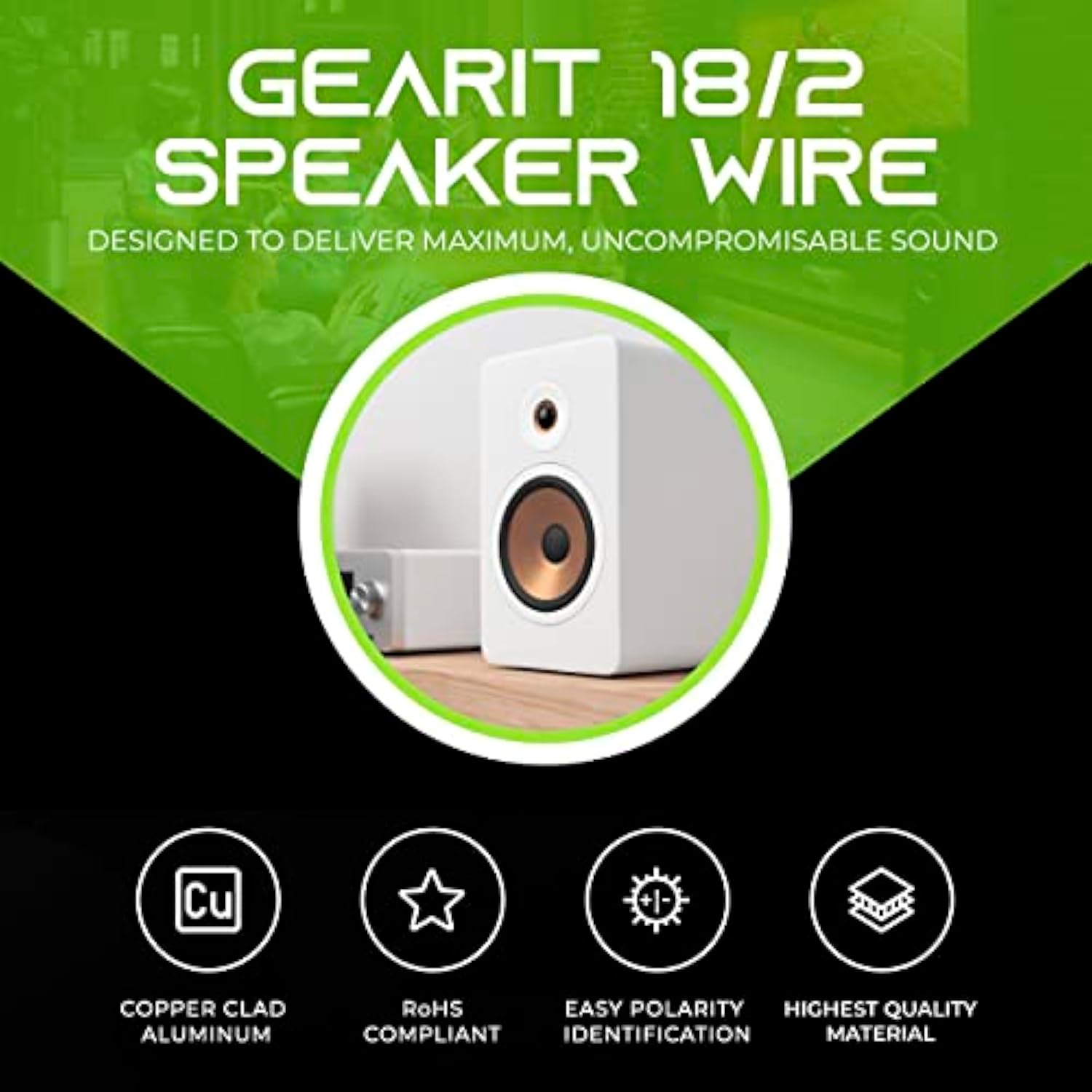 GEARit 18AWG Speaker Wire, Pro Series 18 Gauge Speaker Wire Cable (200 Feet / 60 Meters) Great Use for Home Theater Speakers and Car Speakers, Black