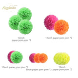 Blacklight Party Decorations - 12 Pcs Fluorescent Neon Tissue Paper Pom Poms For Birthday, Wedding, Baby Shower, Glow-In-The-Dark, Neon, Prom Dance Party Photography