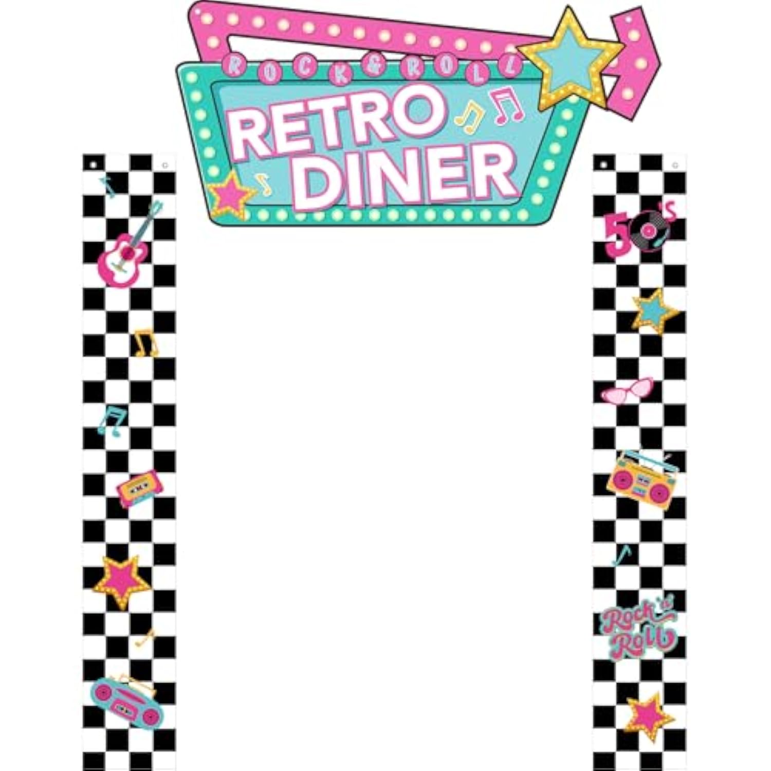 3-Pcs 1950s Retro Diner & Rock ’n’ Roll Party Banner Set