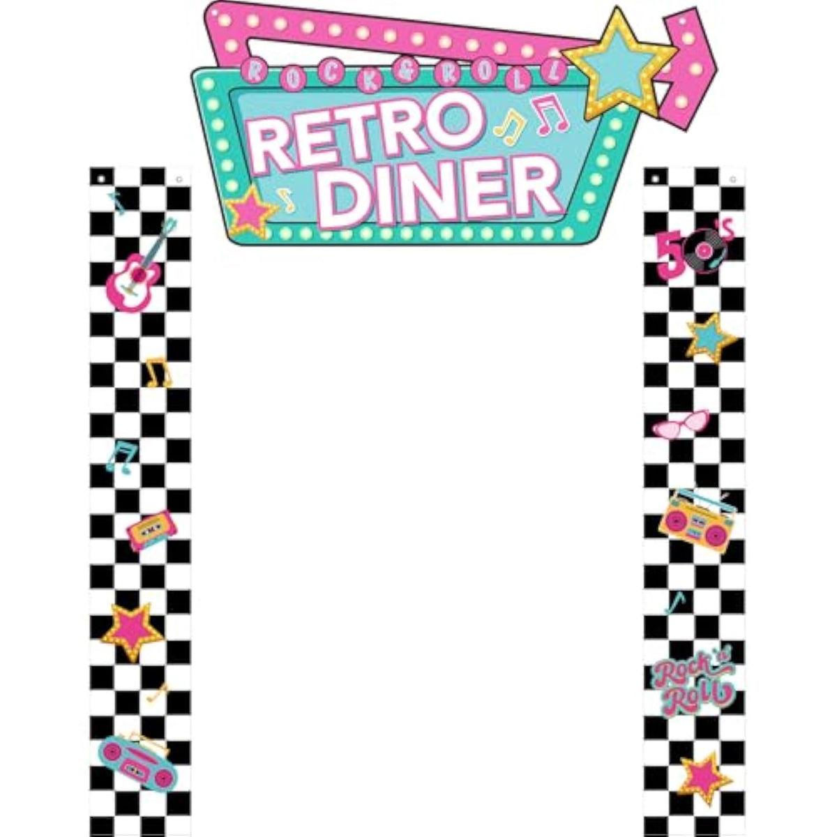 3-Pcs 1950s Retro Diner & Rock ’n’ Roll Party Banner Set