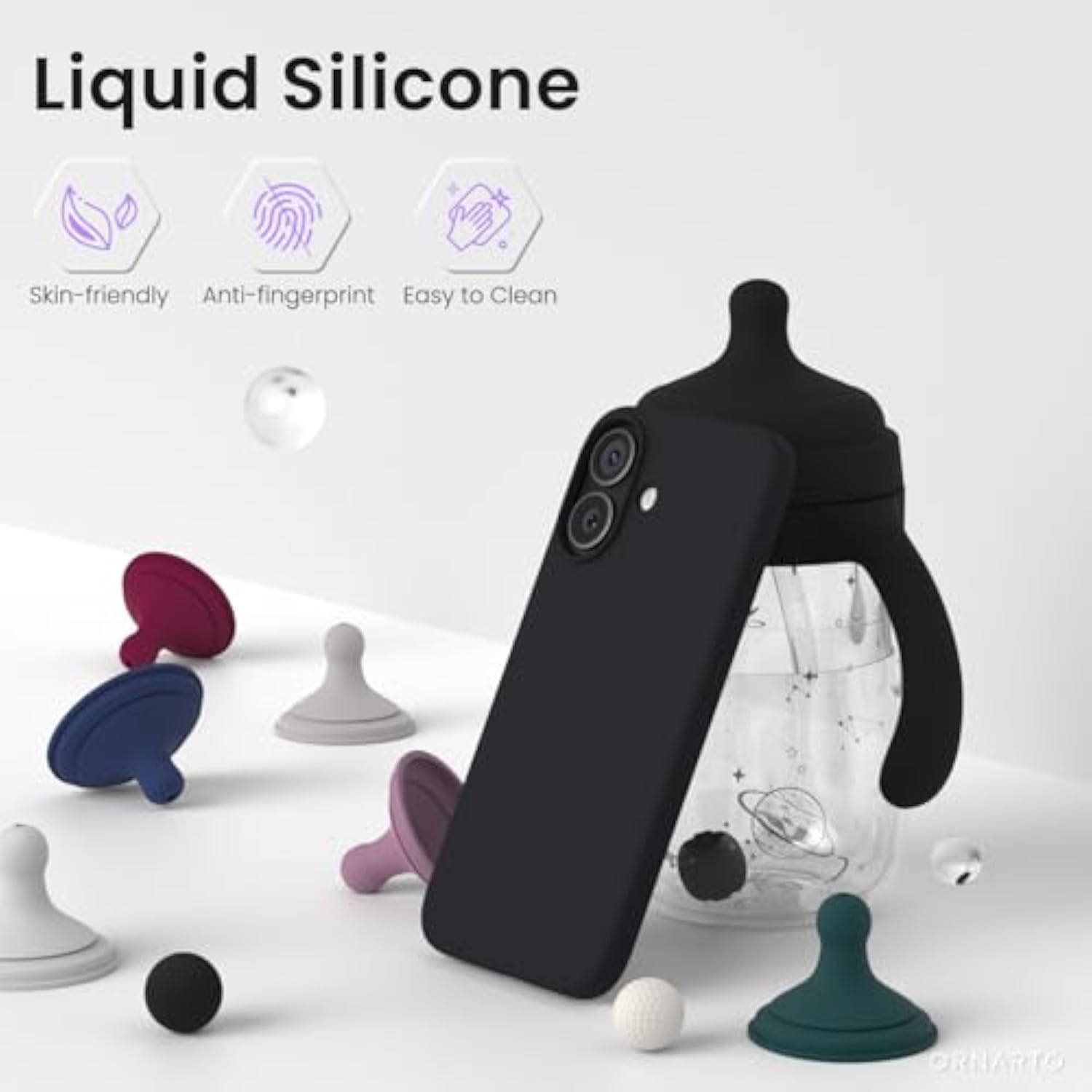Slim Liquid Silicone Case for iPhone 17, Black