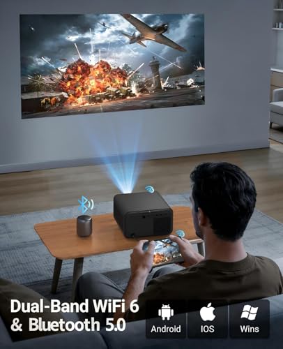 Native 1080P & Auto Focusmini Projector With Wifi And Bluetooth, 800Ansi Brightness, Support 4K Hd, Portable Movie Projector, Auto Keystone Correction, Compatible With Smartphone, Laptop, Hdmi, Usb