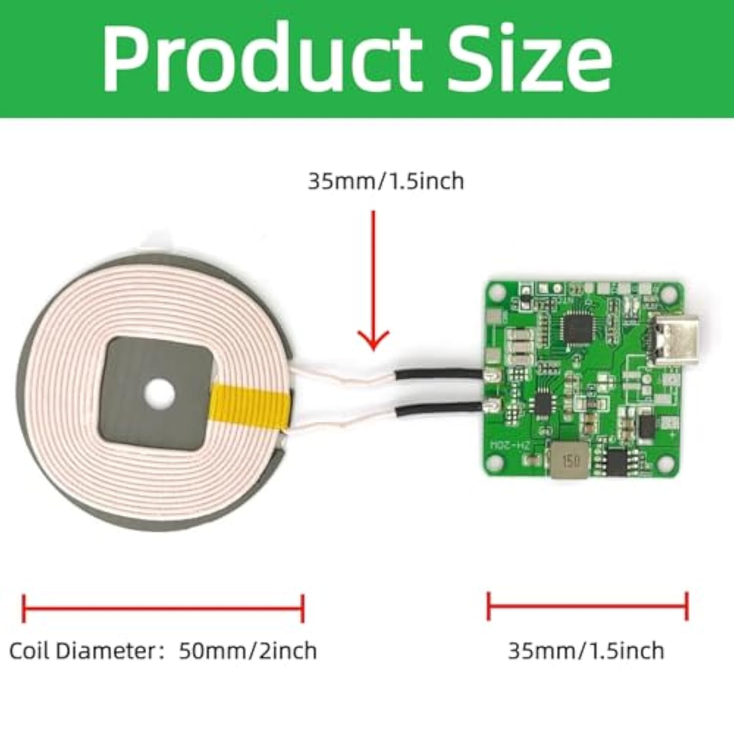 2Pcs 20W Max Qi Wireless Charger Pcba Module Coil, Diy Fast Charging Circuit Board With Type-C Port, Overheating Protection For Car And Furniture Mods (Without Wire) (Without Wire)