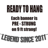Pre-Strung Legend Since 2011 Banner For 14Th Birthday Party Decoration,Happy 14Th Men Women Birthday Party Banner,Handmade - Black