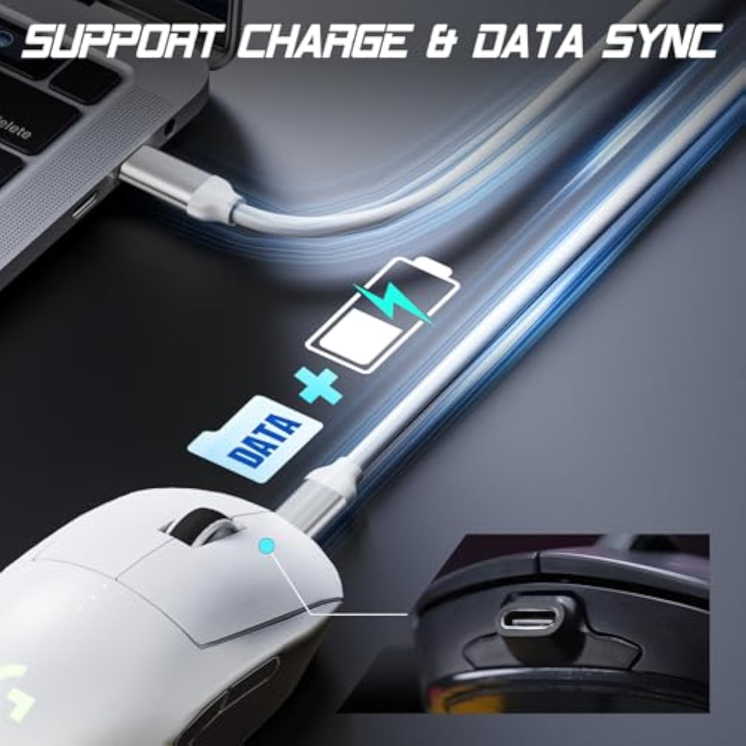 Usb-C Adapter Compatible With Logitech Gpw1/Gpw2 Wireless Gaming Mouse? Micro Usb To Type-C Converter | Model-Specific Fit | Support Charge & Data Sync | 3-Second Install | 10K+ Durability